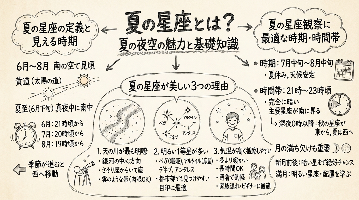 夏の星座とは?夏の夜空の魅力と基礎知識の図解
