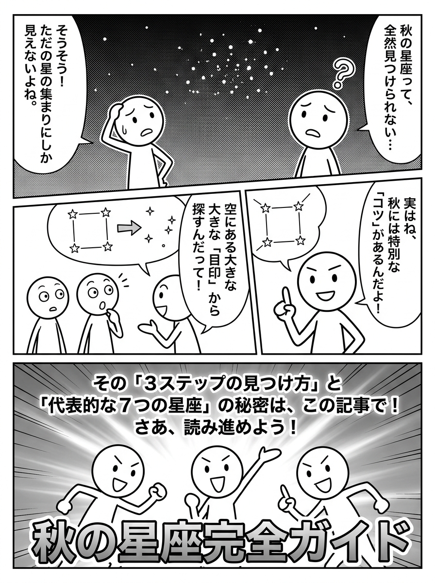 秋の星座完全ガイド|今夜から使える見つけ方と楽しみ方の導入マンガ